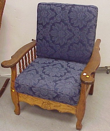 Appraisal: Morris-style oak armchair c adjustable back with horizontal slats Flat