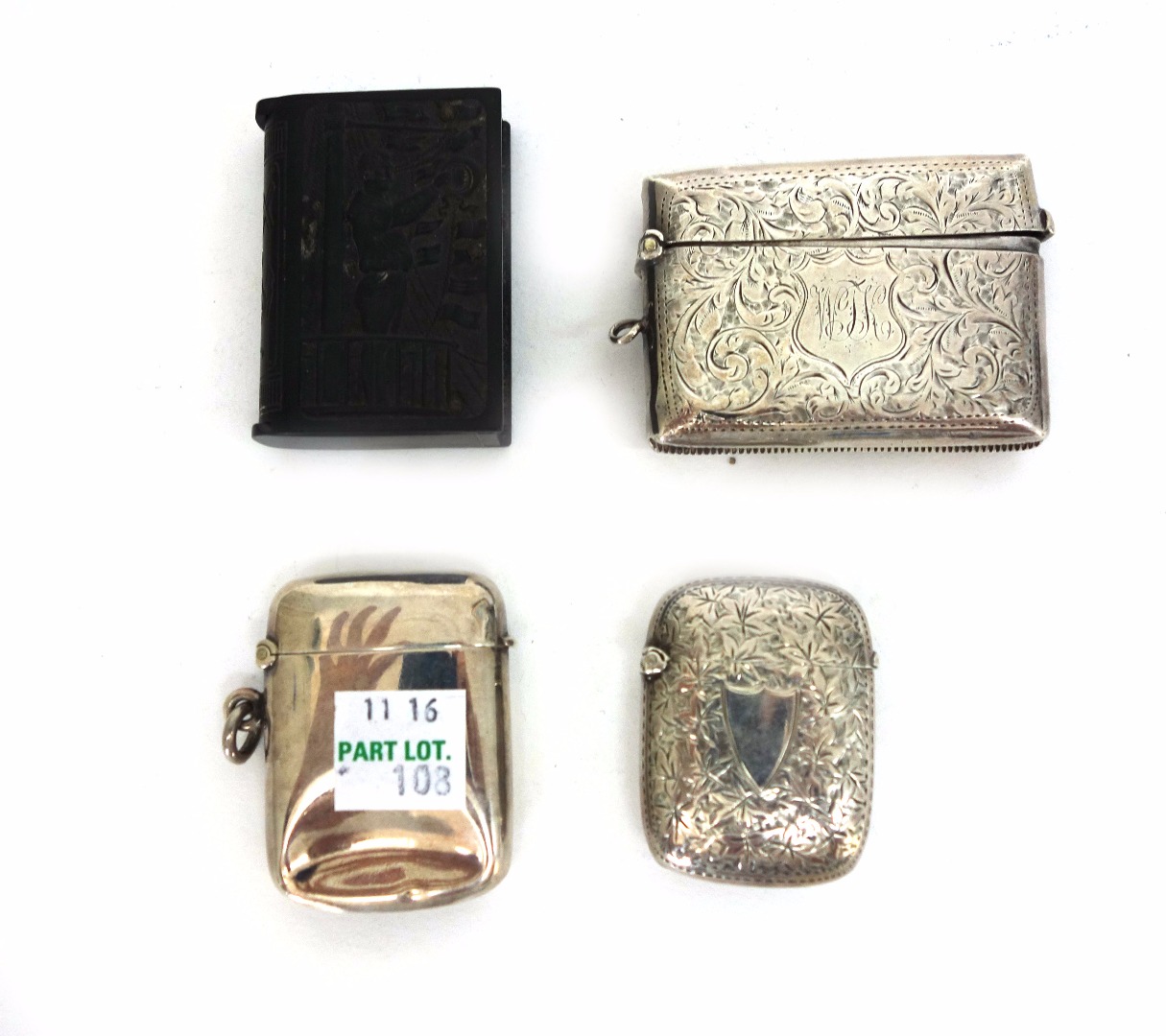 Appraisal: A large late Victorian curved rectangular silver vesta case Arthur