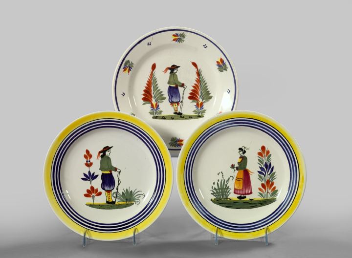 Appraisal: Trio of Henriot Quimper Dinner Plates second quarter th century