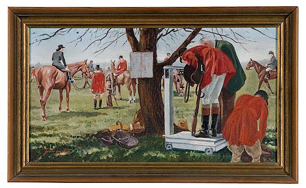 Appraisal: CAMARGO HUNT POINT-TO-POINT OIL PAINTING oil on canvas signed and