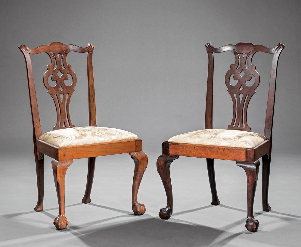 Appraisal: Pair of American Chippendale Carved Mahogany Side Chairs late th