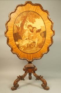 Appraisal: Inlaid Pie Crust Tilt Top Table Exotic wood inla Inlaid