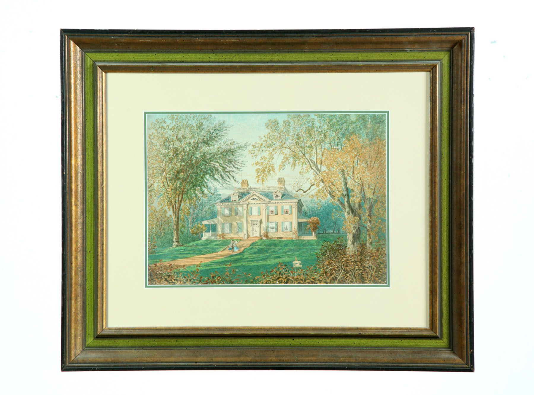 Appraisal: IMAGE OF LONGFELLOW'S HOUSE AMERICAN SCHOOL CA - Watercolor on