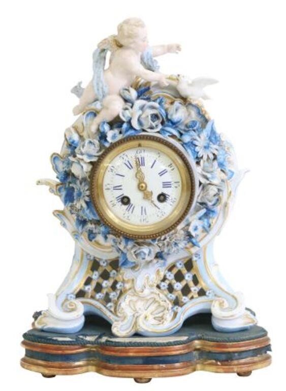 Appraisal: French Rococo style mantel shelf clock late th c parcel