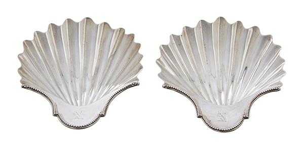 Appraisal: A PAIR OF GEORGE III SILVER BUTTER SHELL DISHES BY