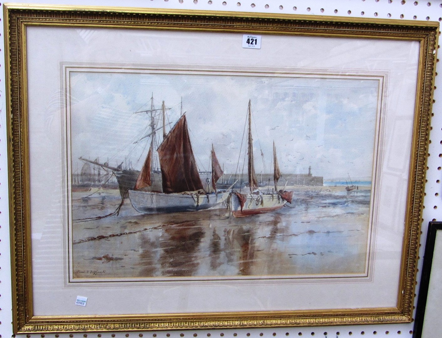 Appraisal: Frederick R Fitzgerald - Low Tide watercolour signed cm x