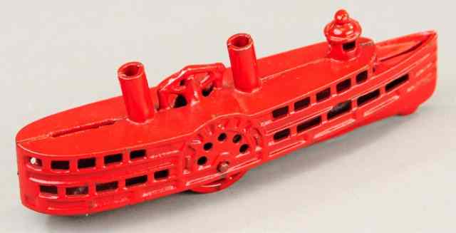 Appraisal: ARCADE RIVERBOAT STILL BANK Cast iron red painted version well