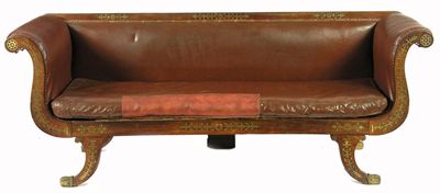 Appraisal: A late Regency rosewood and brass marquetry settee later upholstered