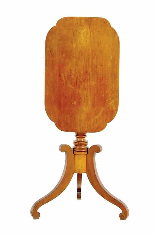 Appraisal: Federal cherry tilt-top candlestand circa rectangular top with cut corners