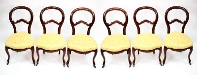 Appraisal: Six Victorian walnut balloon back dining chairs with upholstered seats