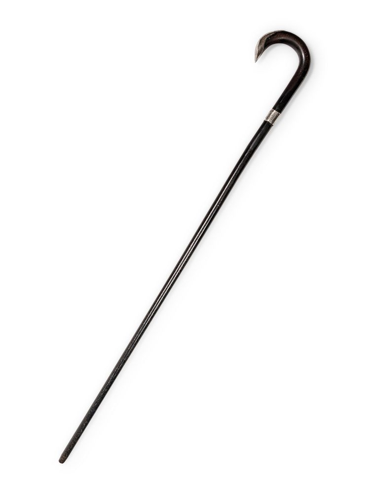 Appraisal: An English Silver Mounted Ebony Walking Stick An English Silver