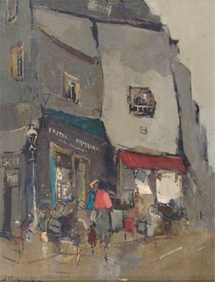 Appraisal: French School th Century A French street scene Signed indistinctly