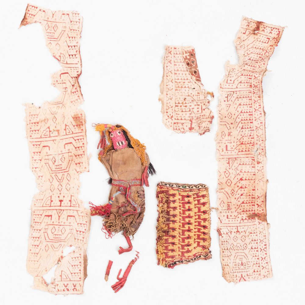 Appraisal: Group of Peruvian Textile Fragments Some double sided together with