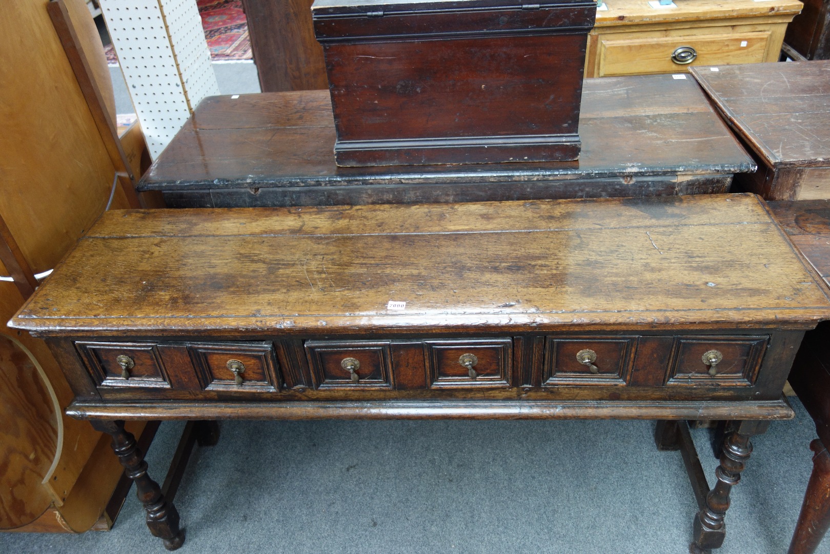 Appraisal: A Queen Anne oak dresser base of small proportions the