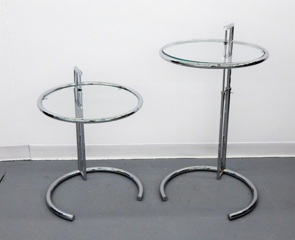 Appraisal: MCM ROUND CHROME TUBING EXTENDABLE HEIGHT TABLES th CenturyPr matching