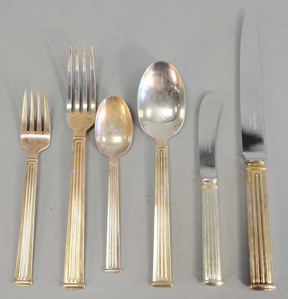 Appraisal: Fifty one piece Christolfle flatware set Triade pattern luncheonforks dinner