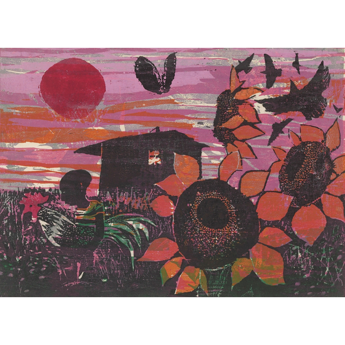 Appraisal: Walter Henry Williams Sunflowers color linoleum cut