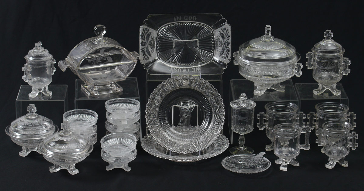 Appraisal: PIECE COLLECTION OF EAPG PRESSED GLASS An assembled collection of