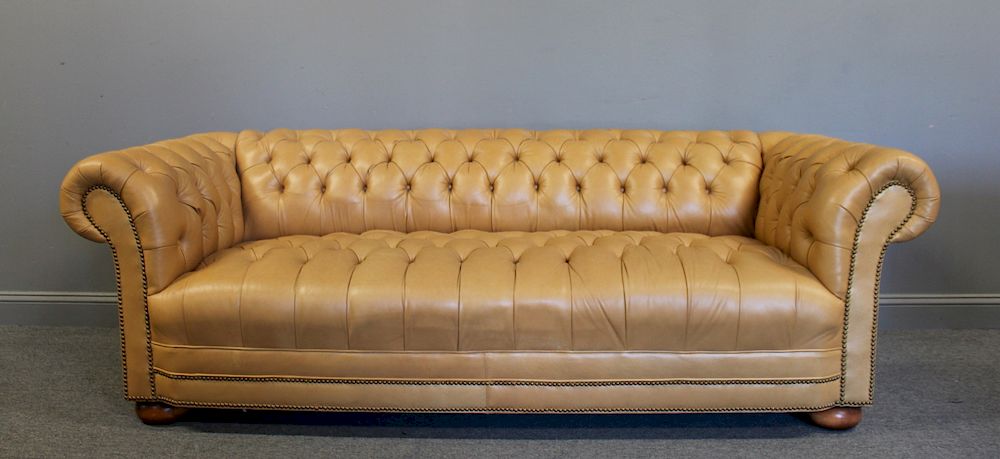 Appraisal: Vintage And Fine Quality Leather Chesterfield Sofa From a Katonah