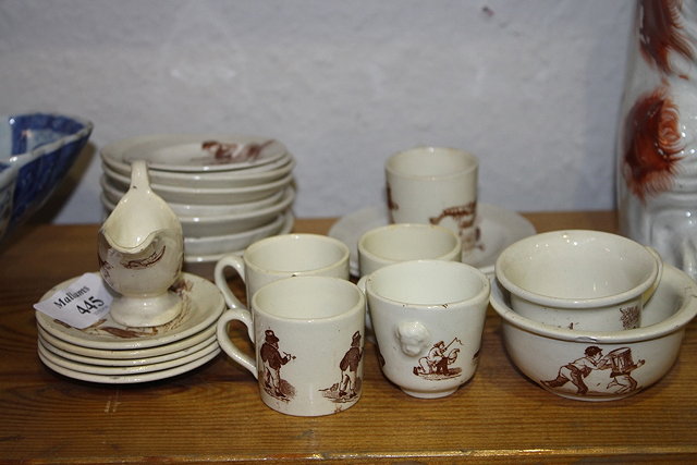 Appraisal: A VICTORIAN CHILD'S POTTERY PART TEA SET each piece transfer