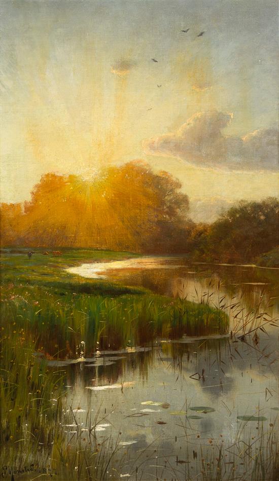 Appraisal: Sale Lot Peder Mork Monsted Danish - Sunset over the