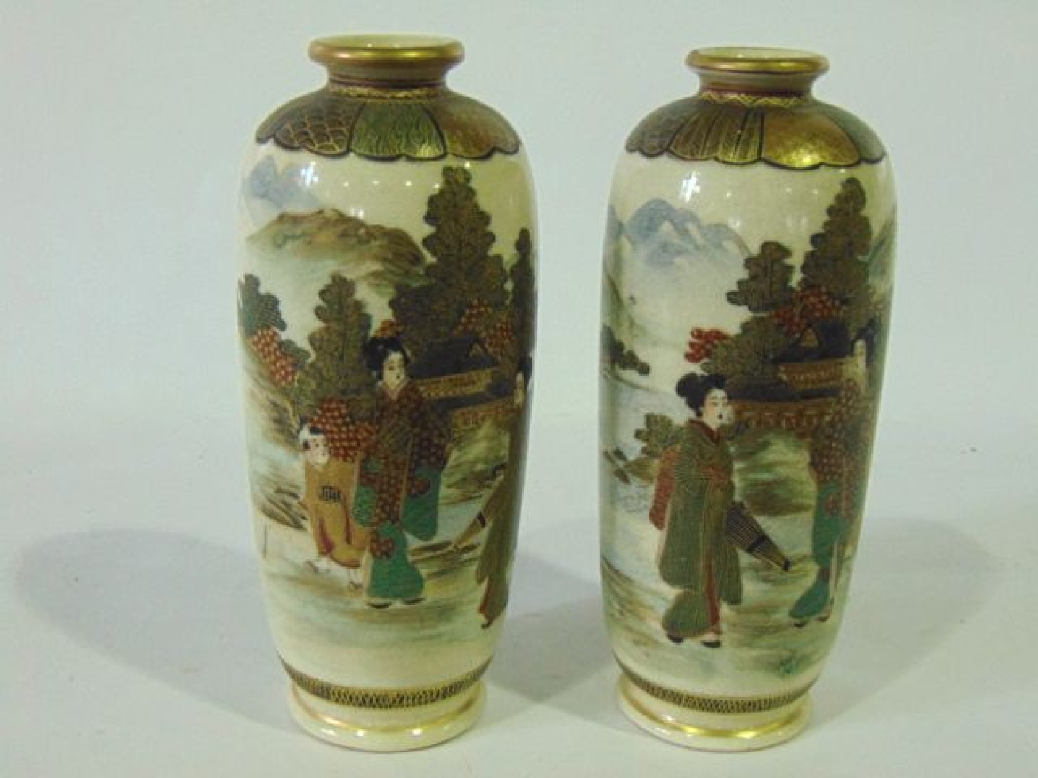 Appraisal: A pair of late th century Satsuma vases of ovoid