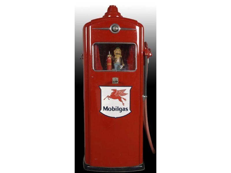 Appraisal: Red -Cent Mobilgas Gas Pump Machine With Pegasus Description ''