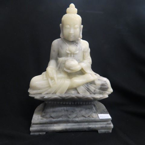 Appraisal: Chinese Carved Soapstone Buddha Statue seated excellent