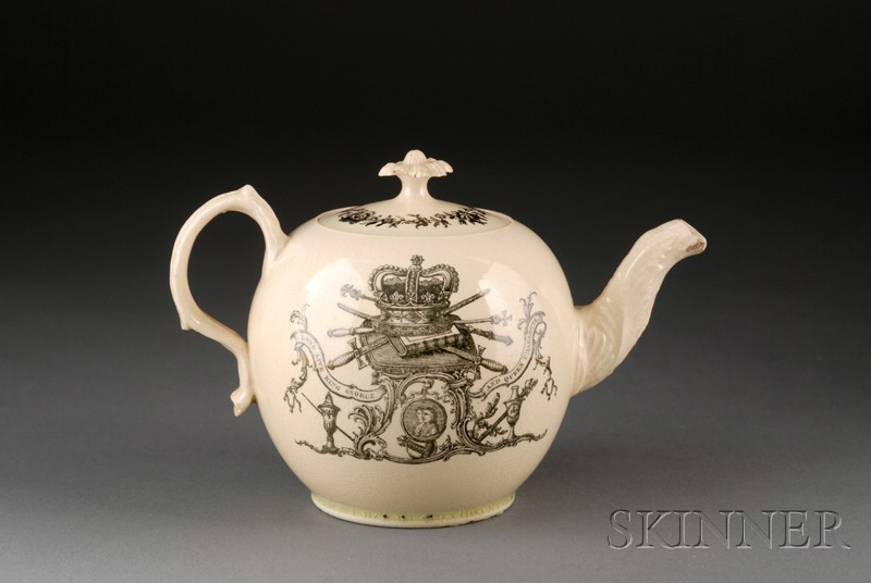 Appraisal: Staffordshire Creamware Queen Charlotte Teapot and Cover England c attributed