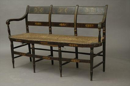 Appraisal: Late Federal Grain-Painted and Stenciled Settee in x ft in