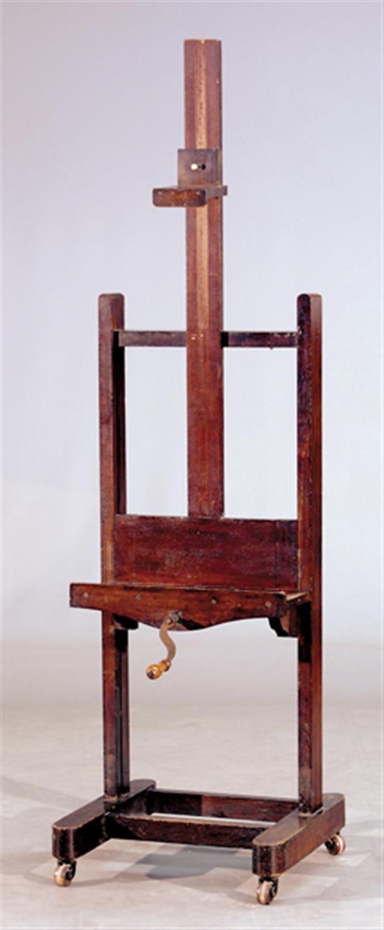 Appraisal: English oak mechanical artist's easel with adjustable support ending on