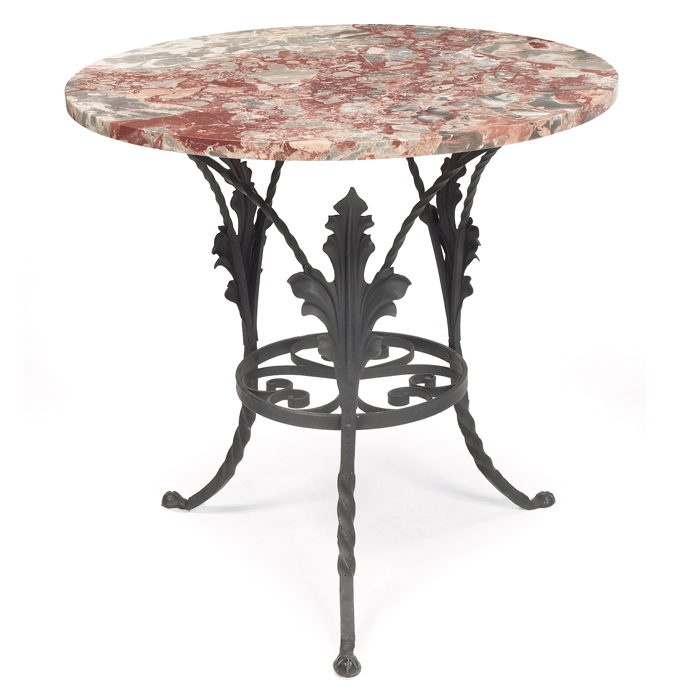 Appraisal: Arts and Crafts period table marble top on a twisted