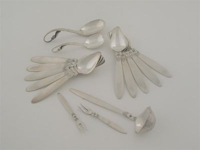 Appraisal: Georg Jensen a small quantitiy of Import-marked flatware including ten