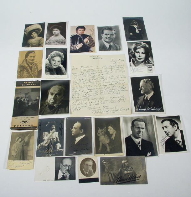 Appraisal: Victorian and Edwardian autographed opera photographs and a signed letter