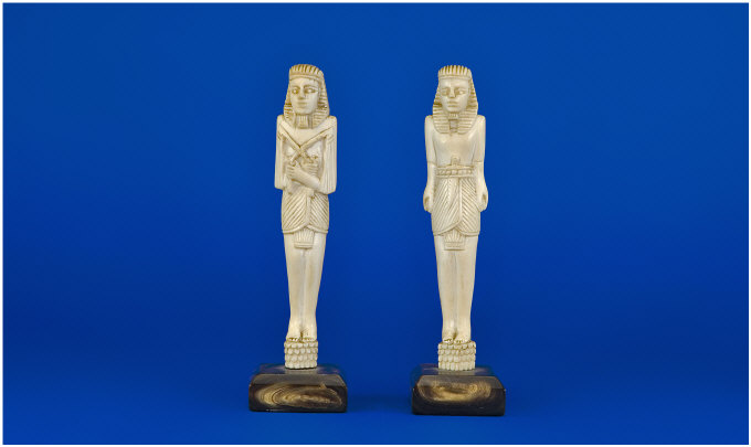 Appraisal: Two Early th Century Ivory Egyptian Figures Both inches in