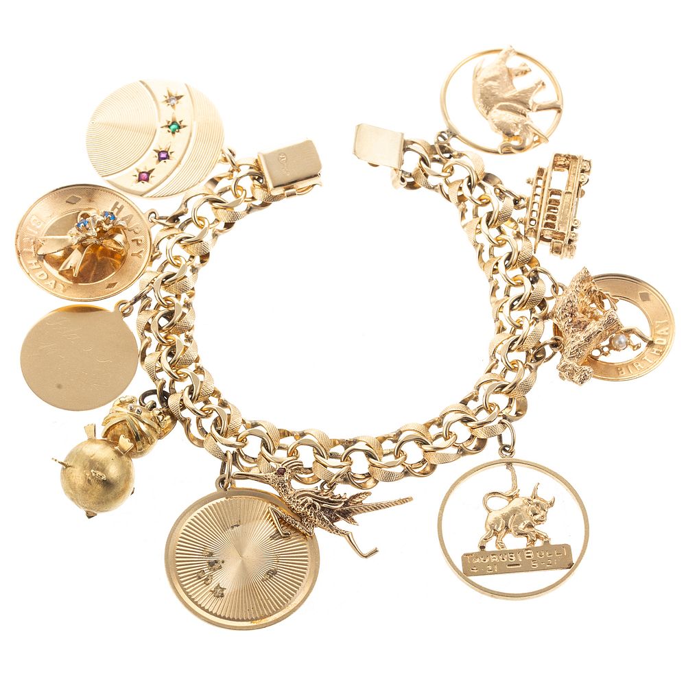 Appraisal: A Whimsical Charm Bracelet in Solid K Gold K yellow