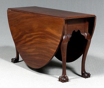 Appraisal: Pennsylvania Chippendale table oval top with drop leaves cabriole legs