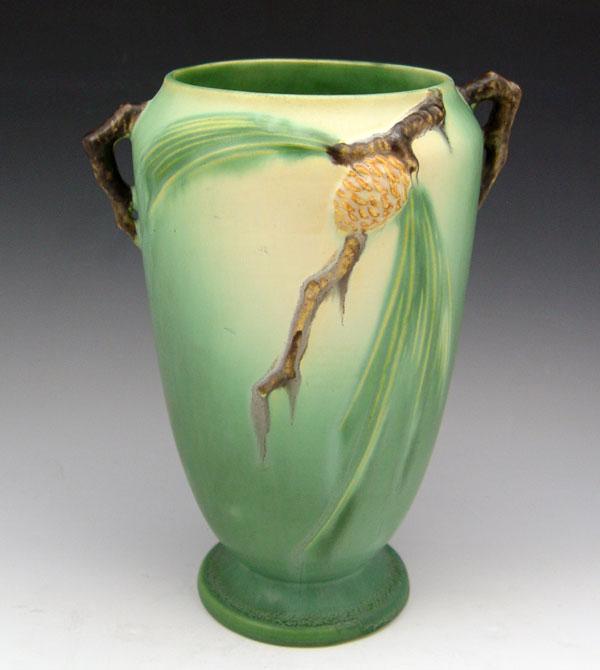 Appraisal: ROSEVILLE POTTERY PINECONE VASE Green ''