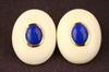 Appraisal: EARRINGS - Pair of ivory and lapis earrings an oval