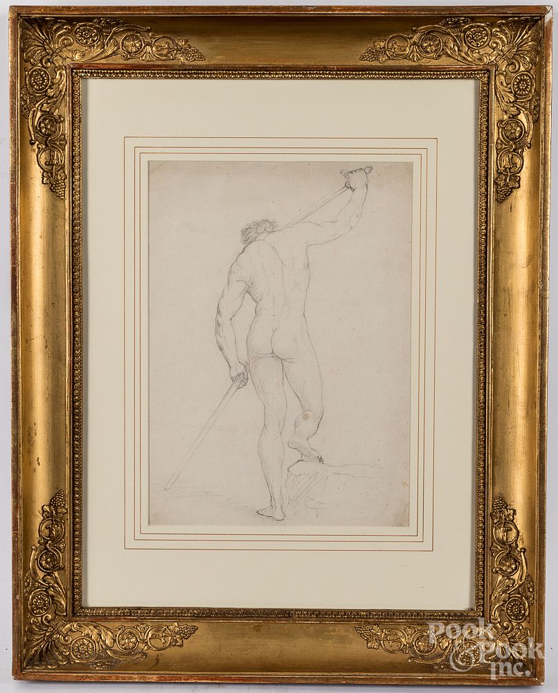 Appraisal: Pencil study of a male nude study Pencil study of