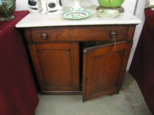 Appraisal: Victorian Marble Top Wash Stand drawers single door