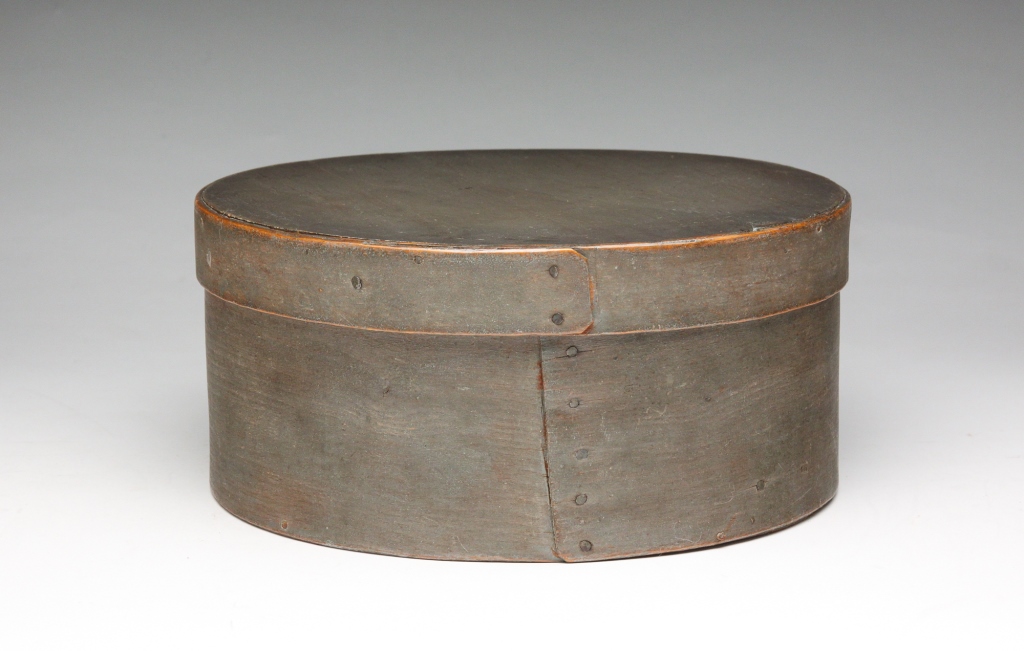 Appraisal: Second half th century Round bentwood box with lapped seams