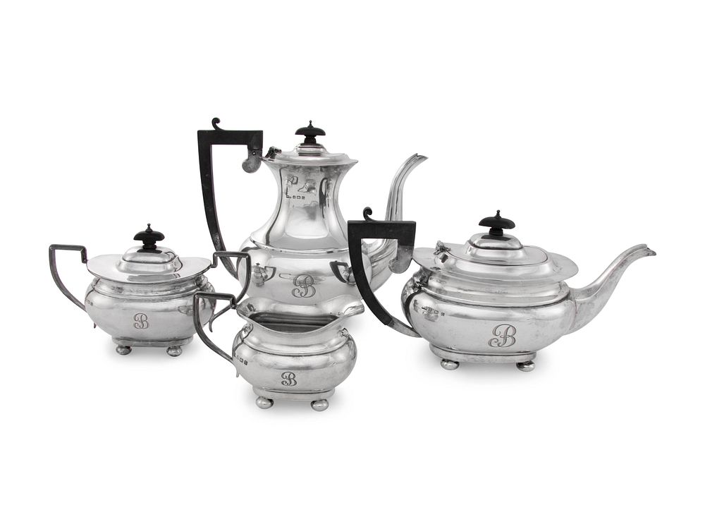 Appraisal: An English Silver Four-Piece Tea Coffee Service An English Silver