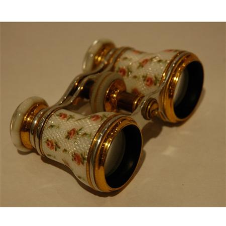 Appraisal: Pair of Enameled Opera Glasses in Fitted Case Estimate -