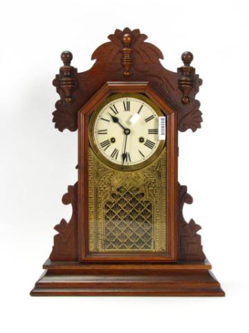 Appraisal: Antique Shelf Clock with carved face and glass door