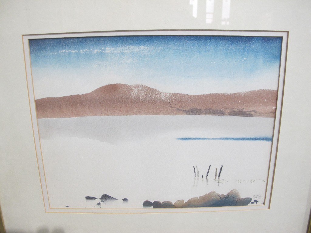 Appraisal: LESLIE CHARLES WORTH Watercolour lake scene signed