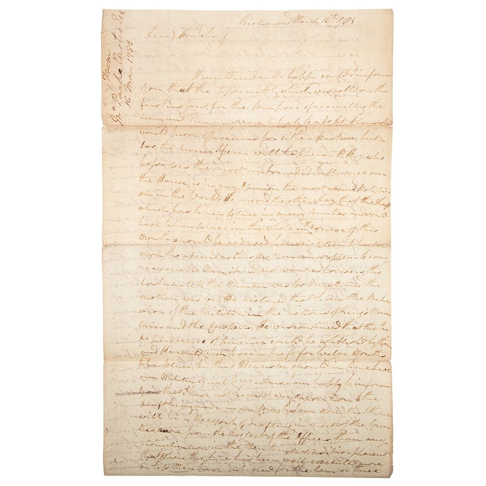 Appraisal: Letter from J P Custis to G Washington John Parke