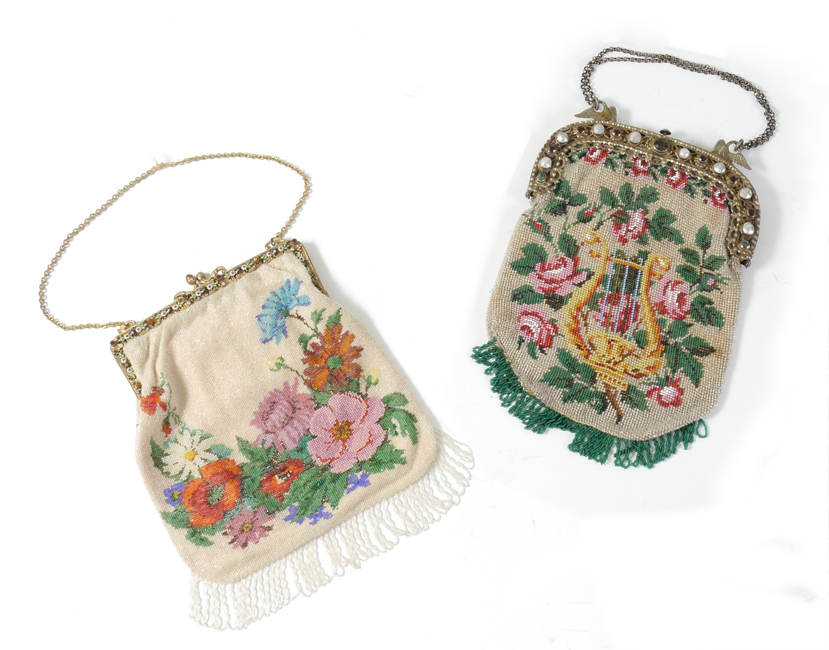 Appraisal: VINTAGE BEADED PURSES The beadwork is in a colorful floral