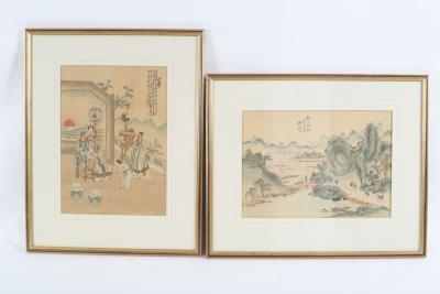 Appraisal: th Century Chinese School Courtly Figures in an Interior watercolour