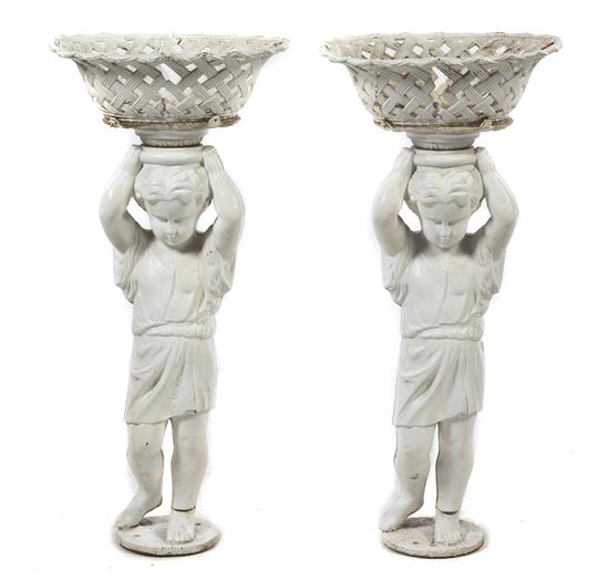 Appraisal: Sale Lot A Pair of Cast Iron Figural Jardinieres each